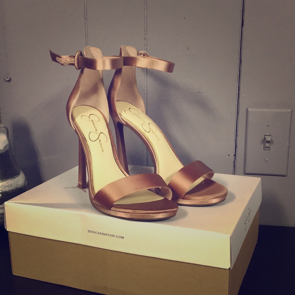 Nude Blush (Rose Gold) Crystal Satin Heels